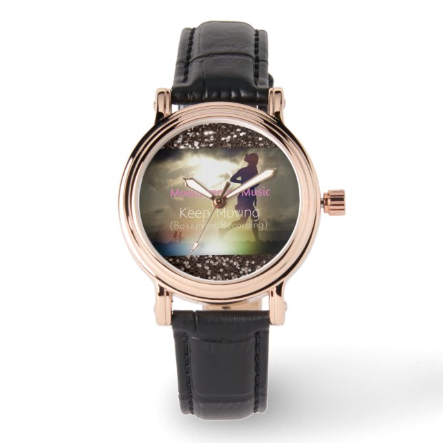 Reloj De Pulsera Mantén en Movimiento Brillo Marrón Falso (Anverso)
