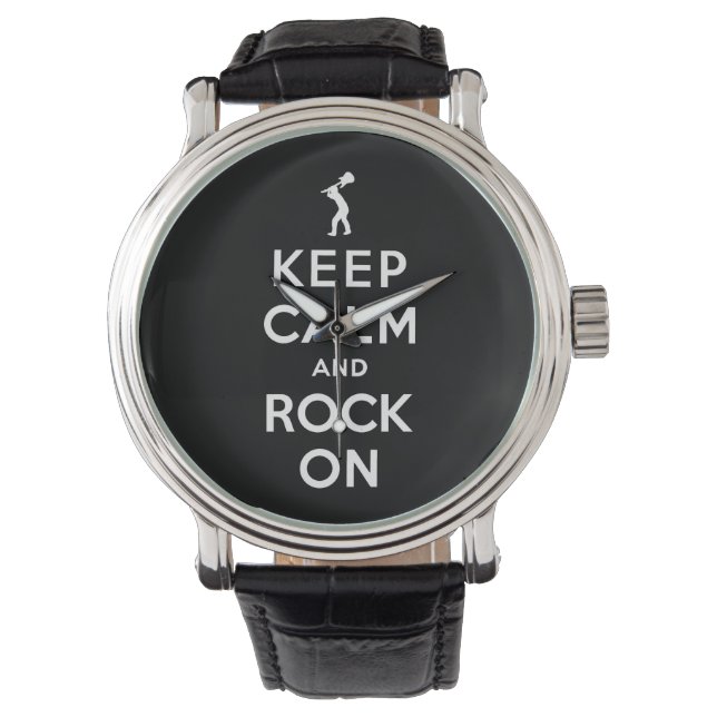 Reloj De Pulsera Mantén la calma y rockea (Anverso)