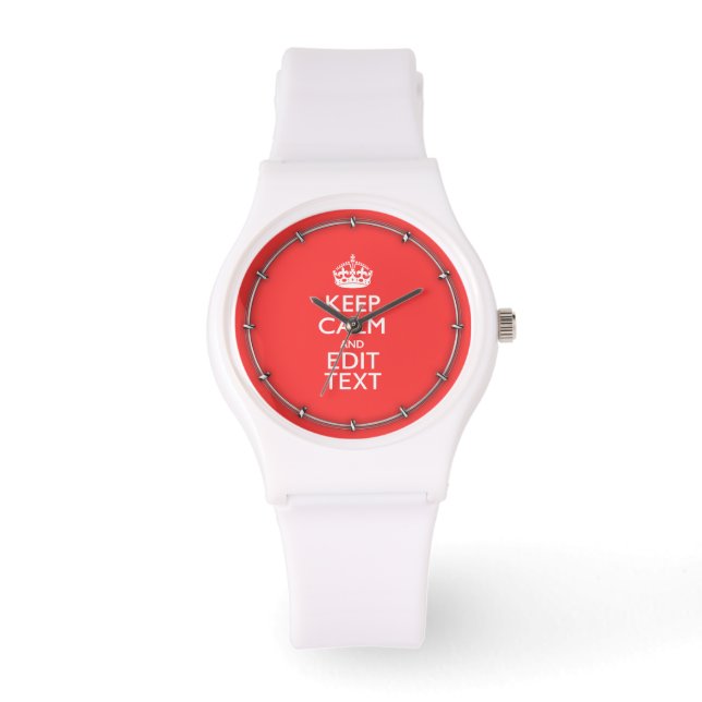 Reloj De Pulsera MANTENER CALMA personalizada y su texto sobre cora (Anverso)