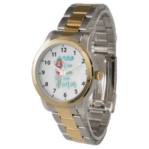 Reloj De Pulsera Mantener la calma y navegar en la tarjeta chica de