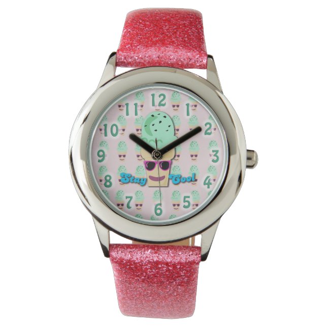 Reloj De Pulsera Mantente Guay Ice Cream Cone Slogan Fun Time (Anverso)