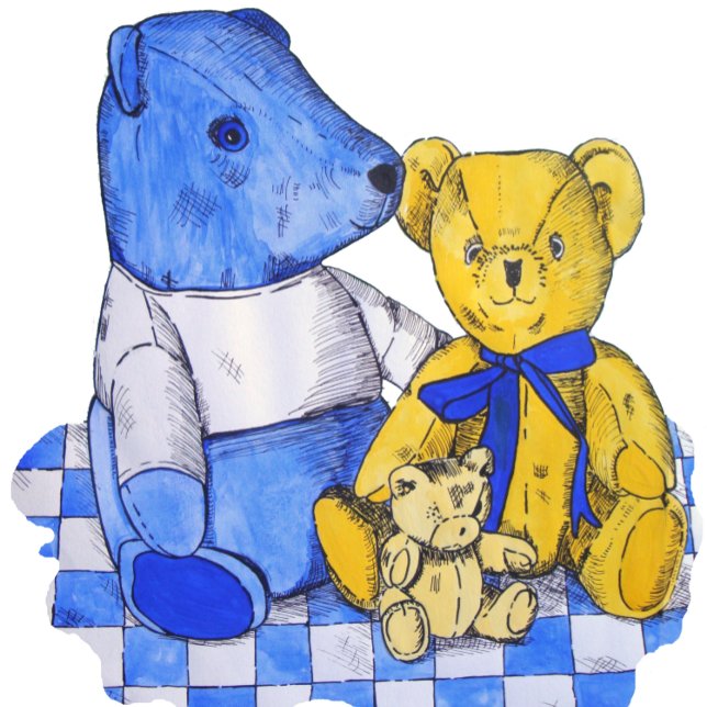 Reloj De Pulsera manto azul de picnic con tres lindos teddies (Subido por el creador)