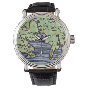 RELOJ DE PULSERA MAPA 1677 DE NUEVA INGLATERRA