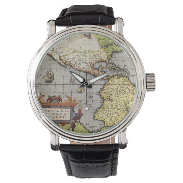 Reloj De Pulsera Mapa Antiguo del Mundo de las Américas por Abraham (Anverso)