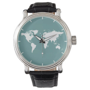 Reloj De Pulsera mapa blanco del mundo