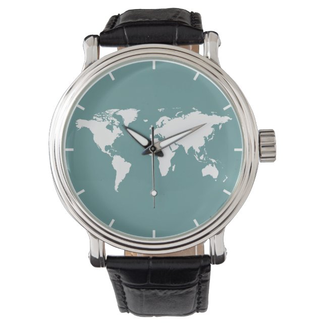 Reloj De Pulsera mapa blanco del mundo (Anverso)
