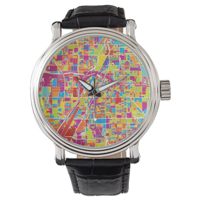Reloj De Pulsera Mapa colorido de Las Vegas, Nevada (Anverso)