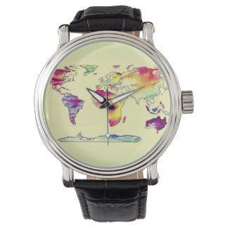 Reloj De Pulsera Mapa de acuarela de World Watch
