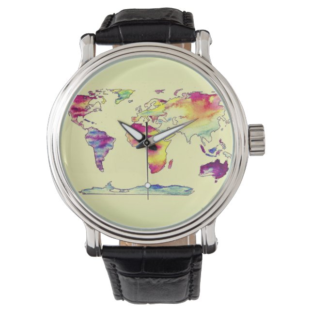 Reloj De Pulsera Mapa de acuarela de World Watch (Anverso)