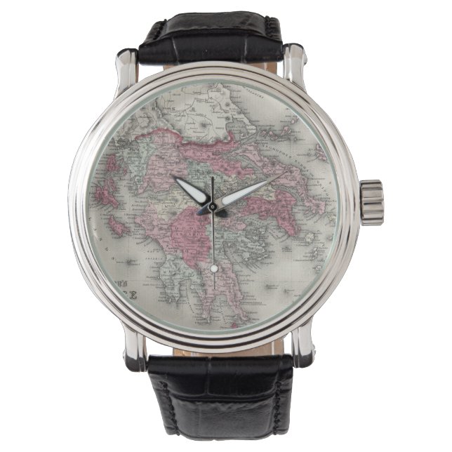 Reloj De Pulsera Mapa de época de Grecia (1865) (Anverso)
