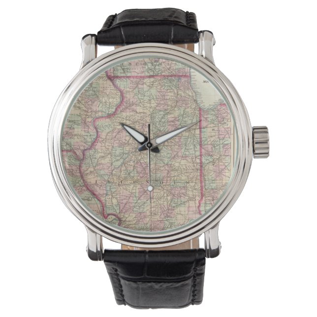 Reloj De Pulsera Mapa de época de Illinois (1874) (Anverso)