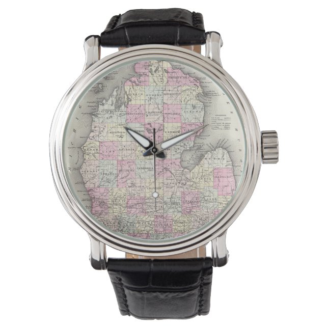 Reloj De Pulsera Mapa de época de Michigan (1855) (Anverso)