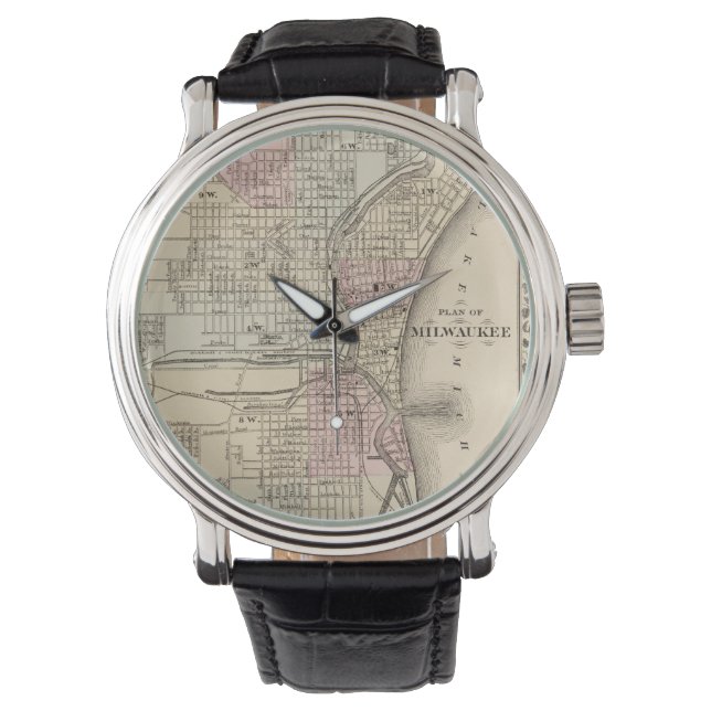 Reloj De Pulsera Mapa de época de Milwaukee (1880) (Anverso)