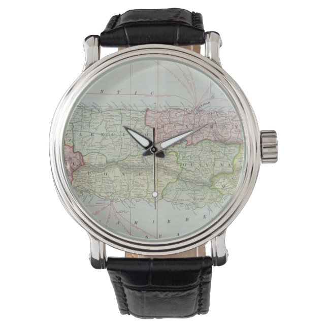 Reloj De Pulsera Mapa de época de Puerto Rico (1901) (Anverso)