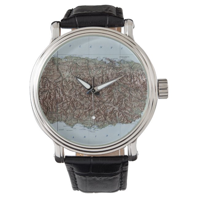 Reloj De Pulsera Mapa de época de Puerto Rico (1952) (Anverso)