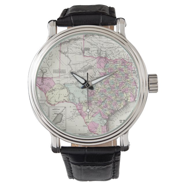 Reloj De Pulsera Mapa de época de Texas (1855) (Anverso)
