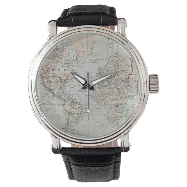 Reloj De Pulsera Mapa de época del mundo (1875) (Anverso)