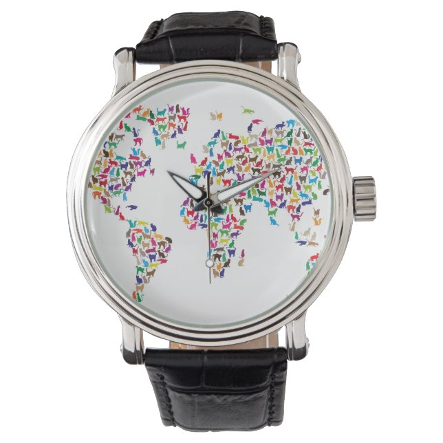 Reloj De Pulsera Mapa de gatos del Mapa Mundial (Anverso)