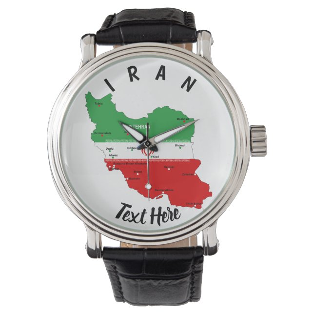 Reloj De Pulsera Mapa de Irán con bandera y emblema (Anverso)