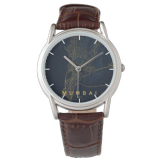 Reloj De Pulsera Mapa de la ciudad de Mumbai India Diseño Minimalis