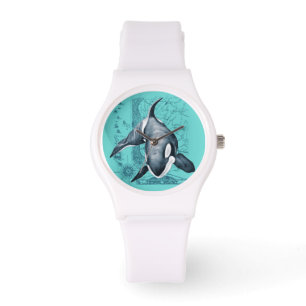 Reloj De Pulsera Mapa de Orca Verde azulado