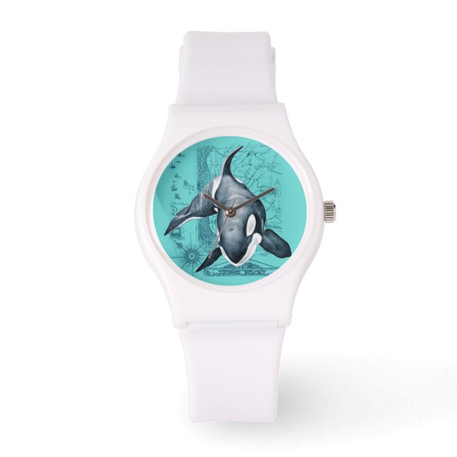 Reloj De Pulsera Mapa de Orca Verde azulado (Anverso)