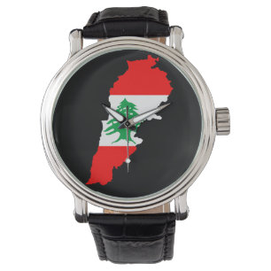 Reloj De Pulsera Mapa del Líbano con bandera