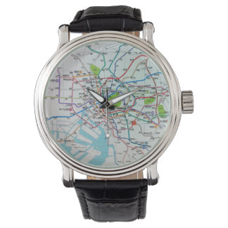 Reloj De Pulsera Mapa del metro japonés de Tokio
