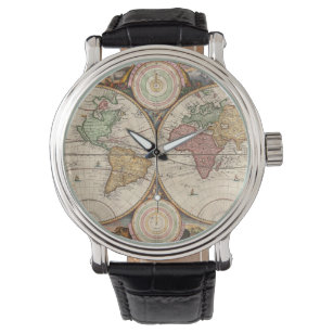 Reloj De Pulsera Mapa del Mundo Antiguo en dos hemisferios