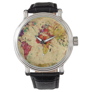 Reloj De Pulsera Mapa del mundo de la cosecha
