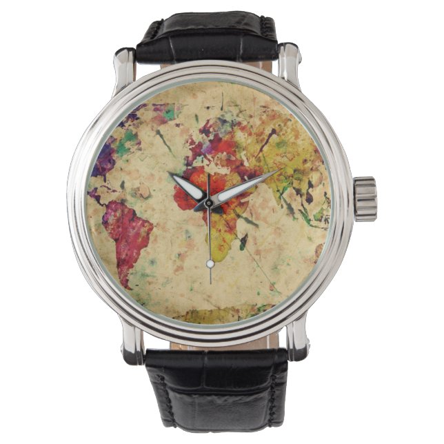 Reloj De Pulsera Mapa del mundo de la cosecha (Anverso)