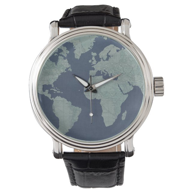 Reloj De Pulsera Mapa del mundo de las líneas azules (Anverso)