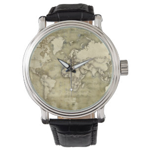 Reloj De Pulsera Mapa del mundo de papel gastado