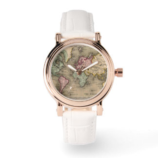 Reloj De Pulsera Mapa del mundo del oro rosa