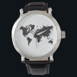 Reloj De Pulsera mapa del mundo negro<br><div class="desc">mapa del mundo negro</div>