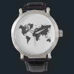 Reloj De Pulsera mapa del mundo negro<br><div class="desc">mapa del mundo negro</div>