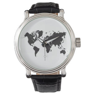 Reloj De Pulsera mapa del mundo negro