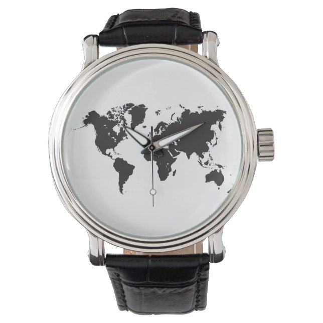 Reloj De Pulsera mapa del mundo negro (Anverso)