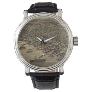 Reloj De Pulsera Mapa ilustrado del vintage de Seattle (1884)