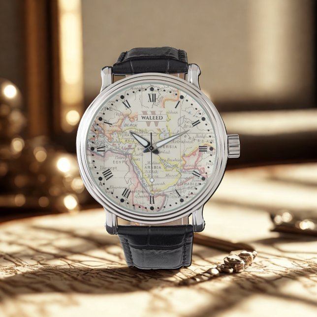 Reloj De Pulsera Mapa masculino de la Meca Mapa de Monograma Watch  (Subido por el creador)