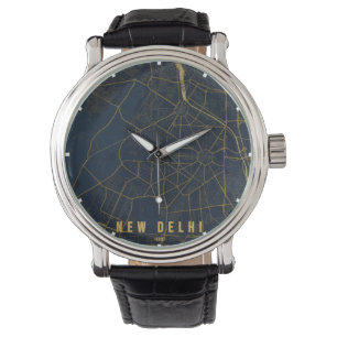 Reloj De Pulsera Mapa minimalista de la ciudad de Nueva Delhi, Indi