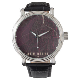 Reloj De Pulsera Mapa minimalista de la ciudad de Nueva Delhi, Indi