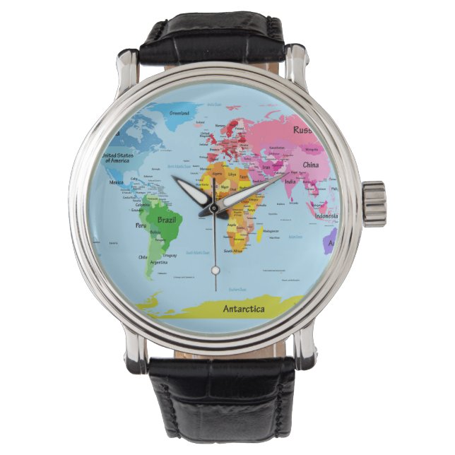 Reloj De Pulsera Mapa mundial (Anverso)