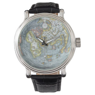 Reloj De Pulsera Mapa Mundial Antiguo en Forma de Corazón Vintage P