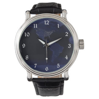 Reloj De Pulsera Mapa Mundial de la Tierra Luces de la Ciudad por l
