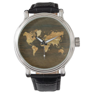 Reloj De Pulsera Mapa mundial de madera