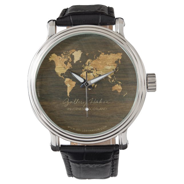 Reloj De Pulsera Mapa mundial de madera (Anverso)