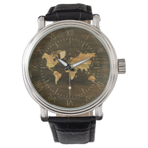 Reloj De Pulsera Mapa mundial de madera