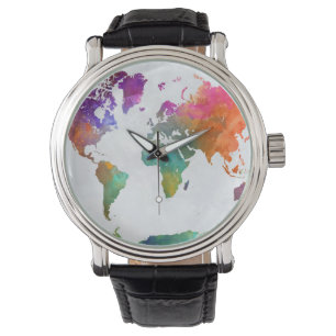 Reloj De Pulsera Mapa Mundial En Acuarela