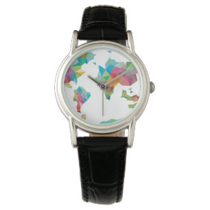 Reloj De Pulsera Mapa mundial hecho de formas geométricas